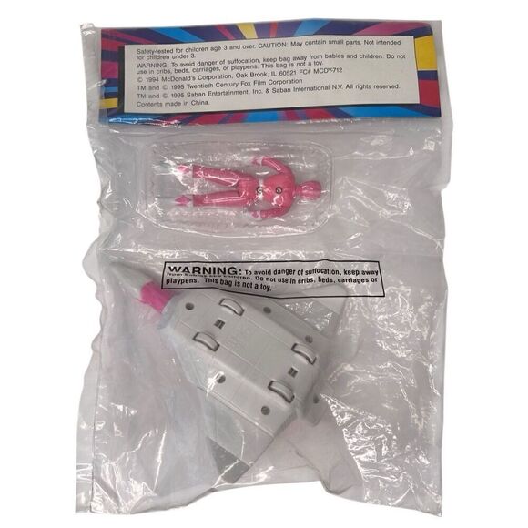 McDonalds Mighty Morphin Power Rangers 3 Pc Lot White, Pink, Black Ranger 1994 - Picture 7 of 9